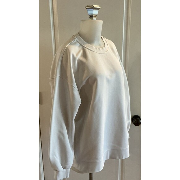 Lululemon Perfectly Oversized XL Crew Sweatshirt Womens White Cropped Jelly Logo - Picture 4 of 13